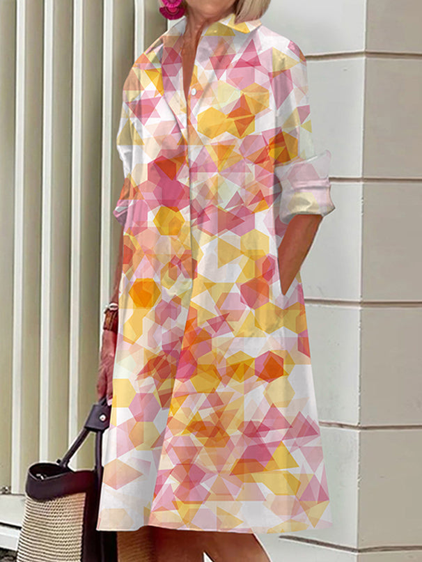 Danica | Chic Geometric Shirt Dress