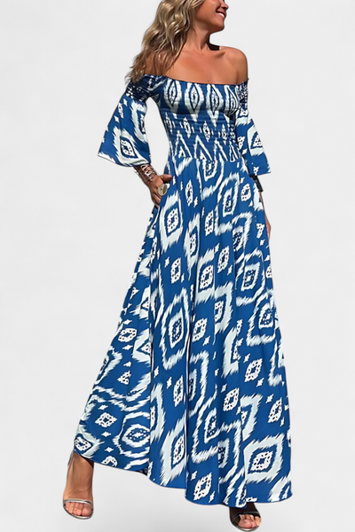 Sea Floral Off-the-Shoulder Dress