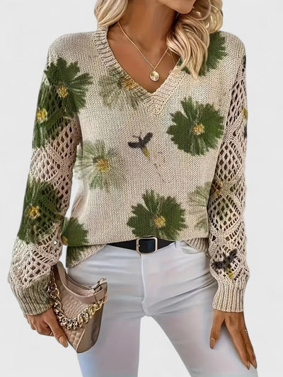 Aurélie | Elegant Floral Knit Sweater